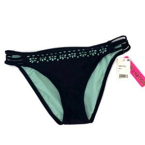 Bikini Nation Black & Green Laser Cut Bottoms Women's Large